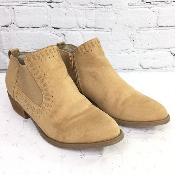 Carlos By Carlos Santana Cowgirl Faux Suede Low Heel Tan Western Bootie 7.5M - Picture 12 of 12